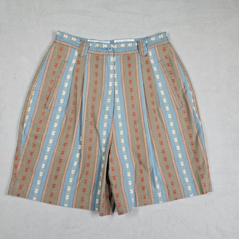 VINTAGE Izod Club Shorts Womens 6 Aztec Hippie High Rise Pleated Western Retro